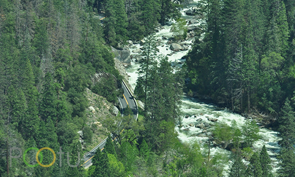 Flowing river from Yosemite Valley, California, USA